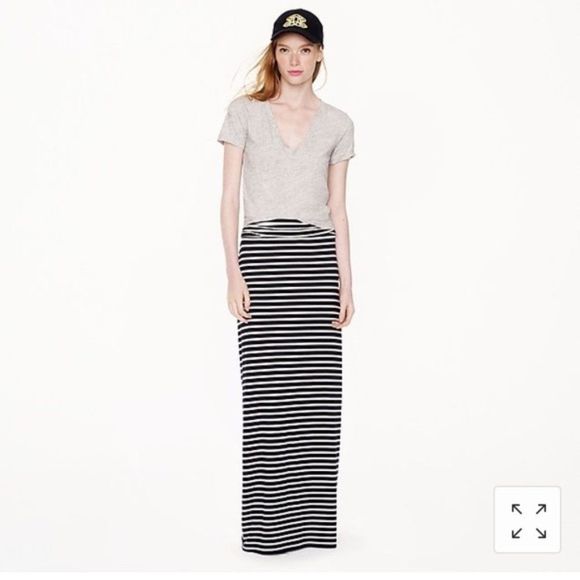 J. Crew Dresses & Skirts - J Crew Skirt Stripe Jersey Maxi Black White Maxi Extra Small